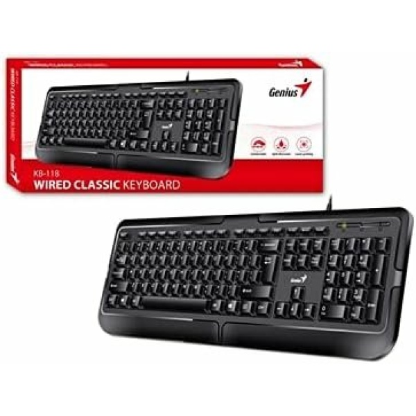 מקלדת חוטית Genius KB-118 II USB HEB ENG BLACK | PC SQUAD