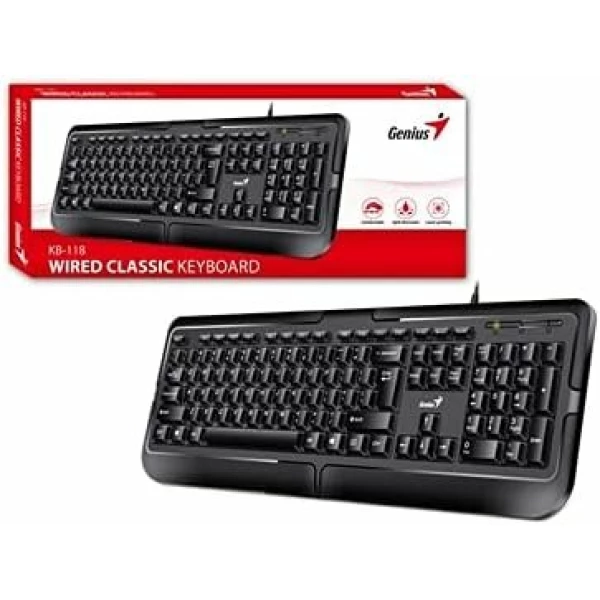 מקלדת חוטית Genius KB-118 II USB HEB ENG BLACK | PC SQUAD