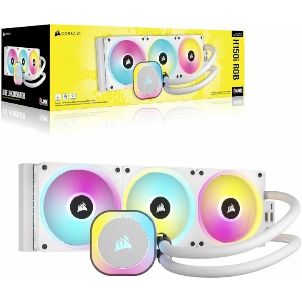קירור נוזלי Corsair iCUE H150i RGB AIO 360mm White | PC SQUAD