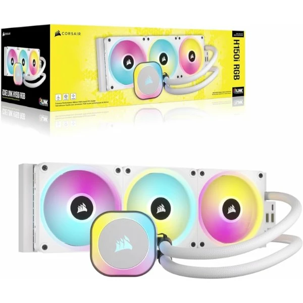 קירור נוזלי Corsair iCUE H150i RGB AIO 360mm White | PC SQUAD