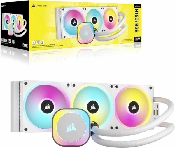 קירור נוזלי Corsair iCUE H150i RGB AIO 360mm White | PC SQUAD
