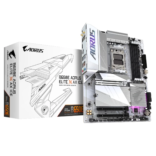 לוח אם Gigabyte B650E A ELITE X AX ICE ATX AM5 DDR5 WIFI BT White | PC SQUAD