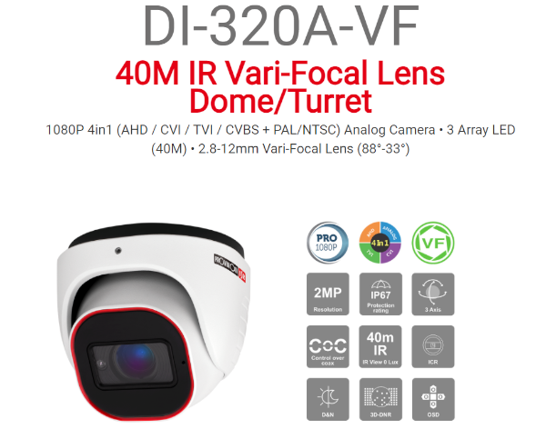 מצלמת כיפה Provision AHD DI-320A-VF 2MP Vari-Focal 40M IR | PC SQUAD