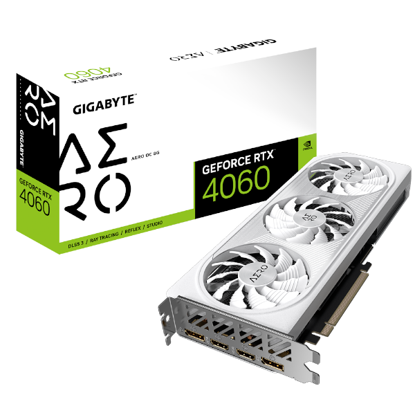 כרטיס מסך Gigabyte 4060 AERO OC 8GB White DP HDMI | PC SQUAD