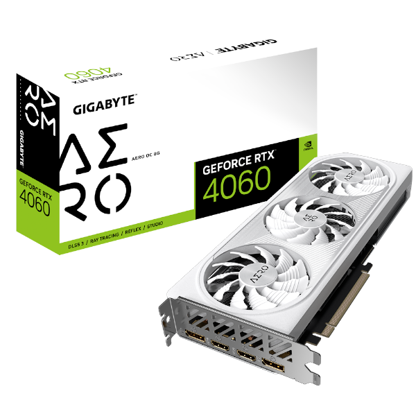 כרטיס מסך Gigabyte 4060 AERO OC 8GB White DP HDMI | PC SQUAD