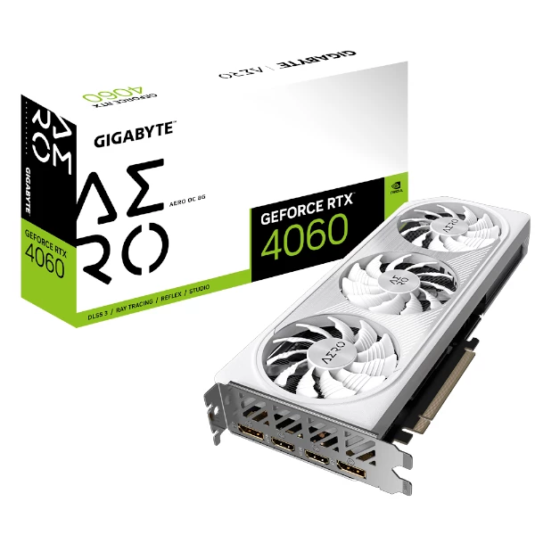 כרטיס מסך Gigabyte 4060 AERO OC 8GB White DP HDMI | PC SQUAD
