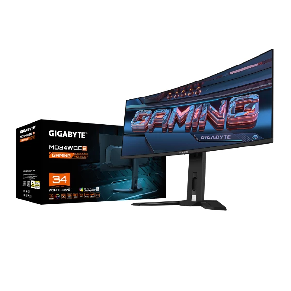 מסך קעור GIGABYTE MO34WQC2 Curved 2K WQHD 34 QD-OLED 0.03ms 240Hz | PC SQUAD