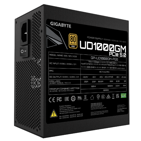 ספק כוח Gigabyte UD1000GM PG5 1000W PCIE 5.0 ready 80 PLUS Gold | PC SQUAD
