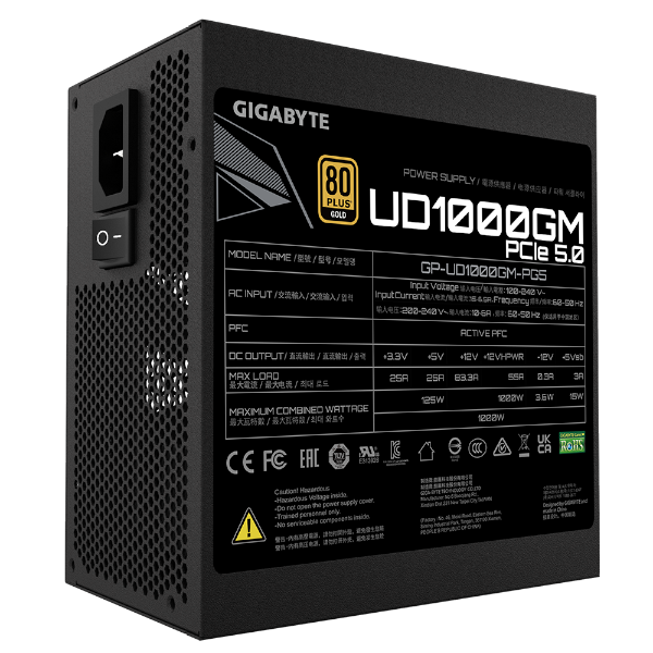 ספק כוח Gigabyte UD1000GM PG5 1000W PCIE 5.0 ready 80 PLUS Gold | PC SQUAD