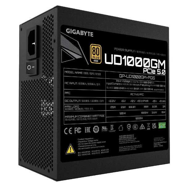 ספק כוח Gigabyte UD1000GM PG5 1000W PCIE 5.0 ready 80 PLUS Gold | PC SQUAD