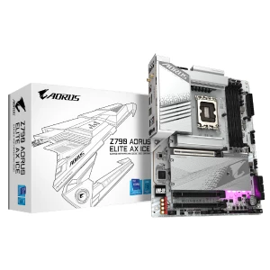 לוח אם Gigabyte Z790 AORUS ELITE AX ICE ATX DDR5 WIFI BT WHITE | PC SQUAD