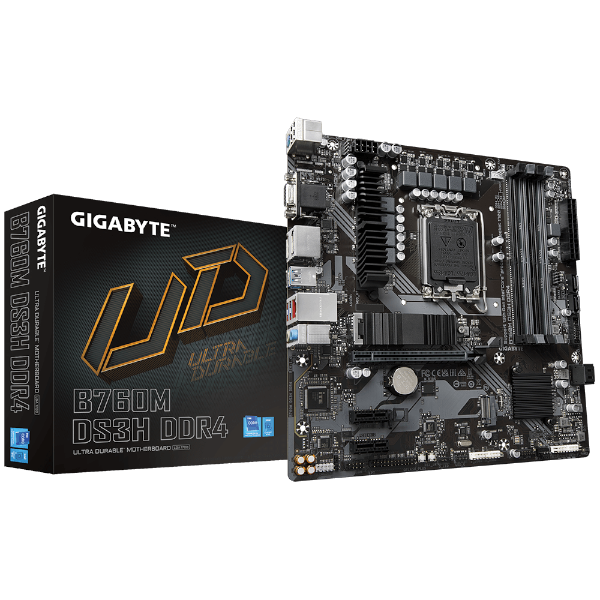 לוח Gigabyte B760M DS3H DDR4 LGA1700 MultiviewX4 Micro-Atx | PC SQUAD