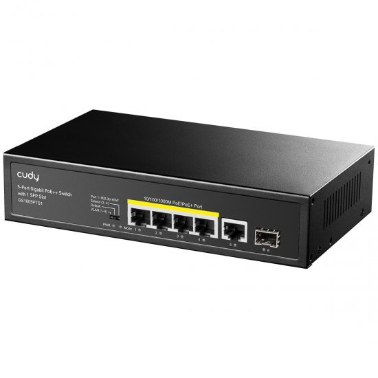 מתג לא מנוהל CUDY GS1005PTS1 5PORT 1GB POE 1XSFP total 120W | PC SQUAD