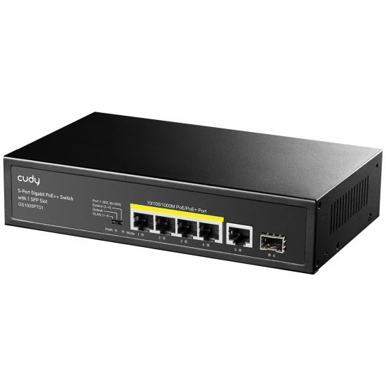 מתג לא מנוהל CUDY GS1005PTS1 5PORT 1GB POE 1XSFP total 120W | PC SQUAD