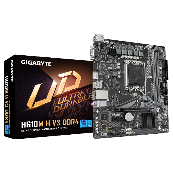 לוח לאינטל דור 12-14 Gigabyte H610M H DDR4 V3 REV1.0 VGA HDMI | PC SQUAD