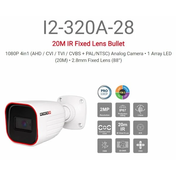 מצלמת צינור Provision I2-320a-28 AHD 2.8 2MP | PC SQUAD