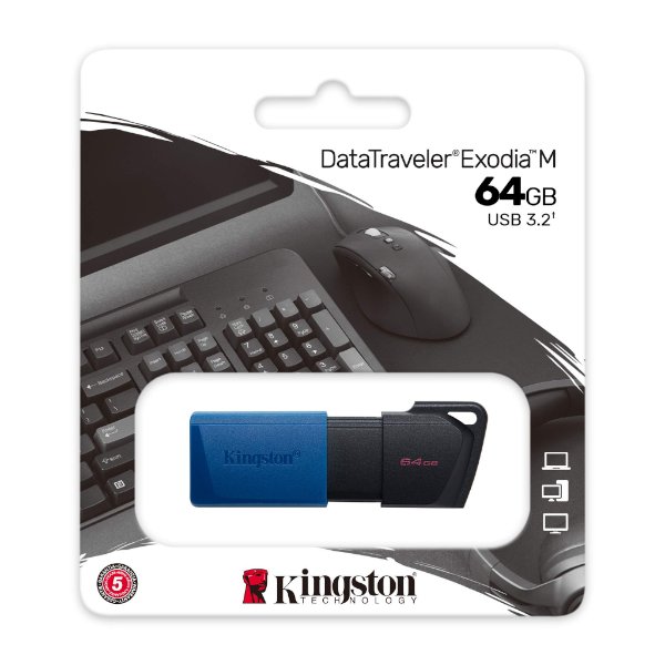 ז. נייד Kingston DataTraveler Exodia M 64GB USB3.2 gen1 BLK/Blue | PC SQUAD