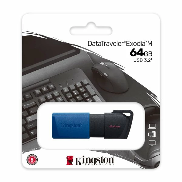 ז. נייד Kingston DataTraveler Exodia M 64GB USB3.2 gen1 BLK/Blue | PC SQUAD
