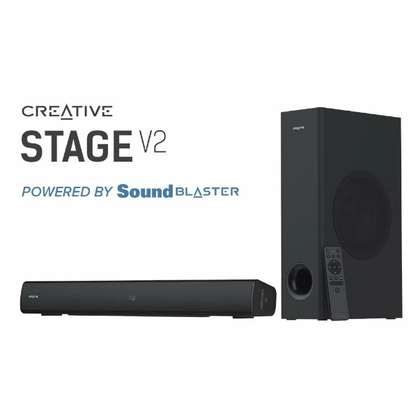 רמקולים CREATIVE STAGE V2 2.1 SOUNDBAR+SUBWOFER BT 5.0 160W ARC | PC SQUAD