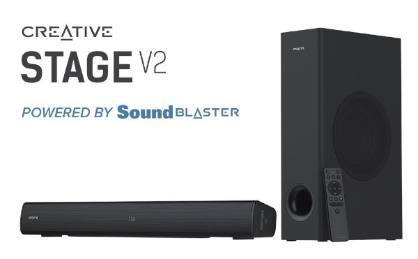 רמקולים CREATIVE STAGE V2 2.1 SOUNDBAR+SUBWOFER BT 5.0 160W ARC | PC SQUAD