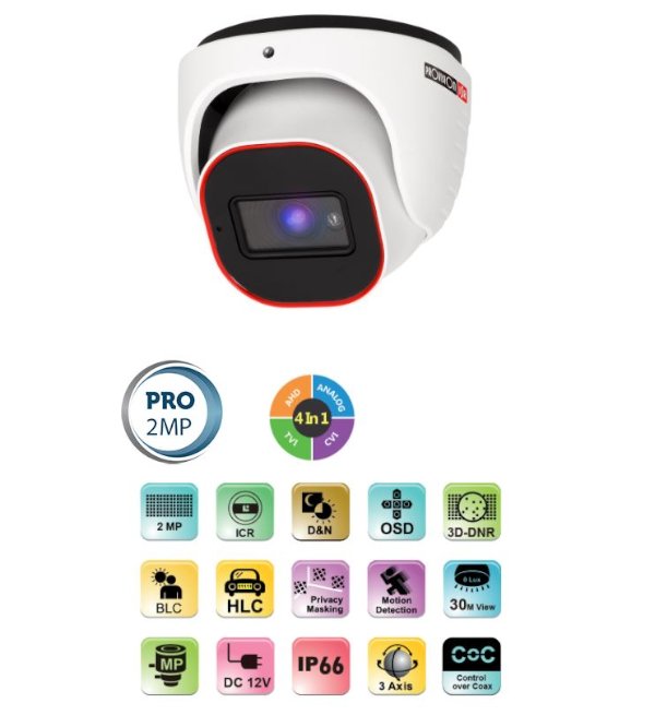 מצלמת כיפה ProVision AHD DI-320A-28 2MP 2.8 20M 4in1 | PC SQUAD
