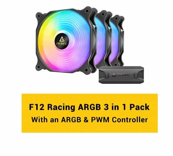 מאווררים למארז Antec F12 Racing 120mm ARGB 3 Pack Fan+Controller | PC SQUAD