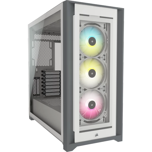 מארז CORSAIR iCUE 5000X RGB Tempered Glass White