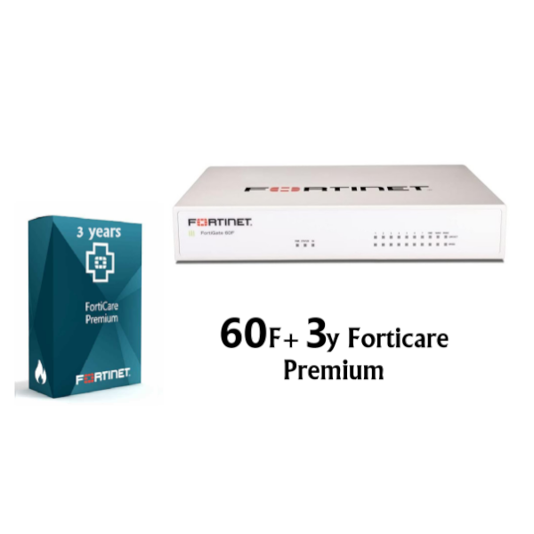 באנדל מכשיר 60F ורשיון FortiGate-60F HW PLUS 3y