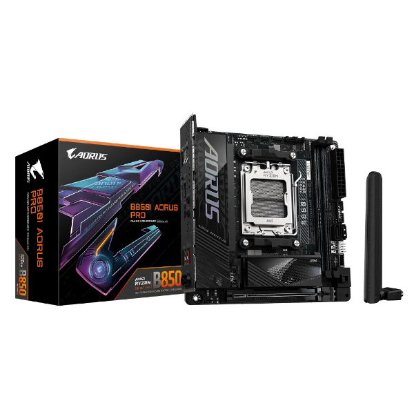 לוח אם GIGABYTE B850I AORUS PRO MINI-ITX WIFI 7 DDR5 BT AM5 2.5GB