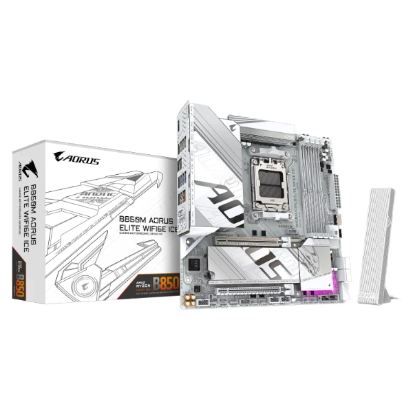 לוח אם Gigabyte B850M AORUS ELITE WIFI6E ICE M-ATX DDR5 AM5 2.5GB