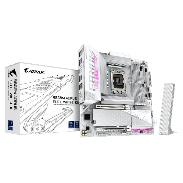 לוח למעבד דור 15 Gigabyte B860M AORUS ELITE WIFI6E ICE ATX 2.5GB