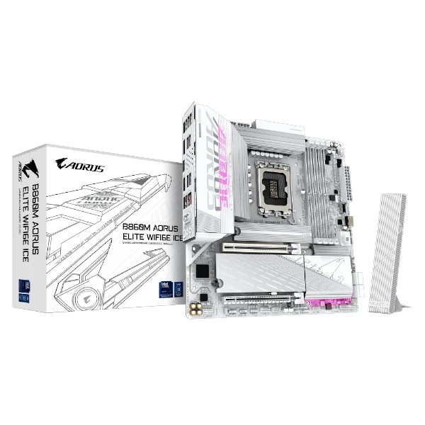לוח למעבד דור 15 Gigabyte B860M AORUS ELITE WIFI6E ICE ATX 2.5GB