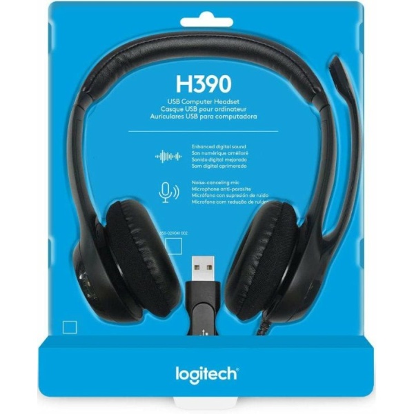 אוזניות ומיקרופון Logitech H390 USB Headphones Black