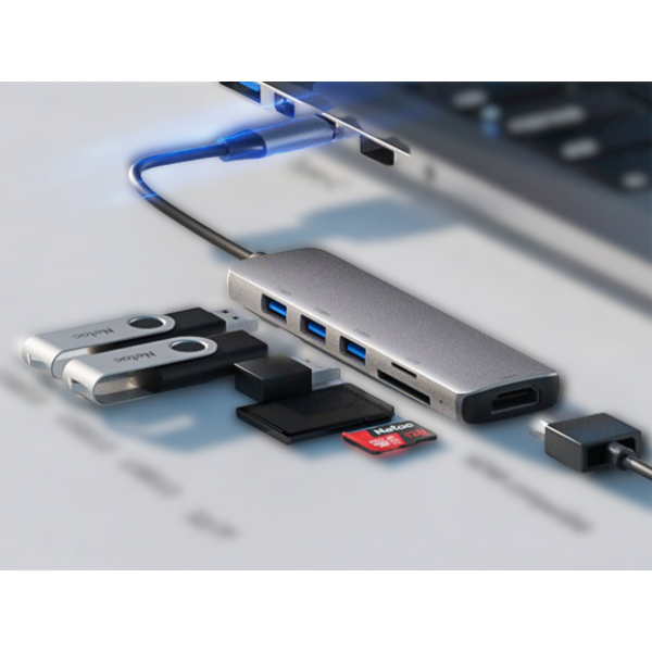 תחנת עגינה Netac WK14 Type-C 3.1 to USB 3.0X3 Card Reader HDMI