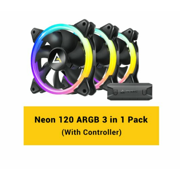 מאווררים למארז ANTEC NEON 120 ARGB BLACK 3PK