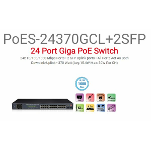 מתג Provison 24 PORT POE SWITCH 2XSFP UPLINK PORTS 380W Total