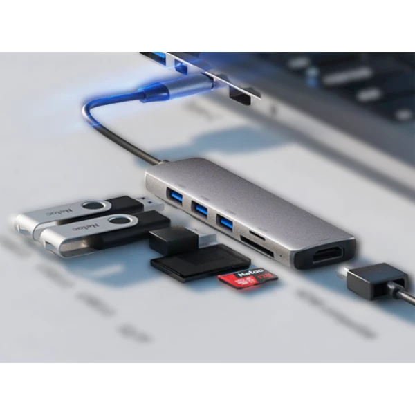 תחנת עגינה Netac WF14 Type-C 3.1 to USB 3.0X3 Card Reader HDMI