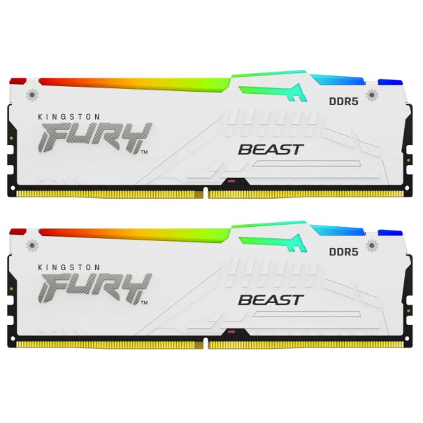 זכרון לנייח Kingston FURY Beast White RGB 32GB 2x16GB 5600MHZ c36