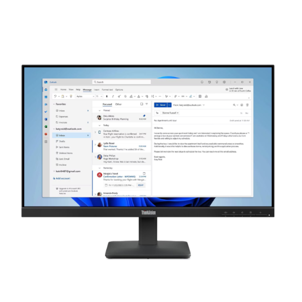 מסך ThinkVision S24-4e 4ms 100Hz FHD IPS 23.8 HDMI VGA Black Vesa
